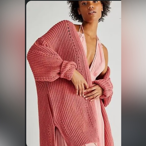 Free People Nightingale Dusty Rose Knit Cardigan size XS - Picture 1 of 10